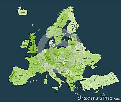 European rivers vector detailed map Vector Illustration