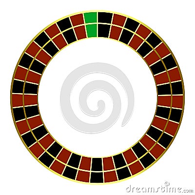 European roulette wheel. Gambling concept. Top view. Casino Roulette Wheel isolated on white background. Vector Illustration