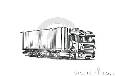 European Semitrailer truck illustration. Vector. Cartoon Illustration