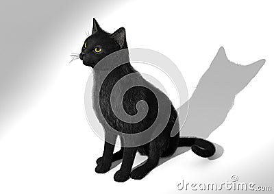 European Shorthair Black. 3D Illustration Stock Photo