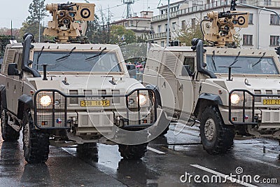 Soldiers of Czech Army are riding Iveco LMV on military parade Editorial Stock Photo