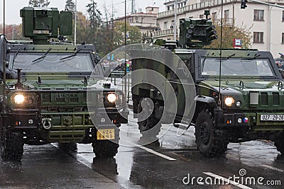 Soldiers of Czech Army are riding Iveco LMV on military parade Editorial Stock Photo