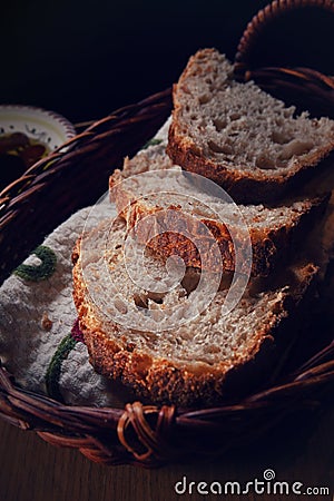 Appetizer bread basket Stock Photo