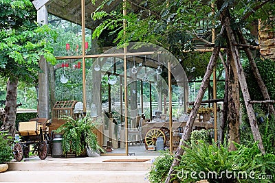 A European style coffee house in a rural area in Thailand Stock Photo