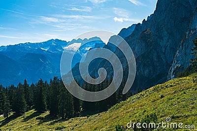 European summer day in the beautiful mountains of Austria, Austrian Alps are great place to visit for all the tourists, Tourism in Stock Photo