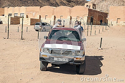 European tourists on safari in the desert Editorial Stock Photo