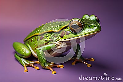 European tree frog, Hyla arborea isolated on solid colour background. ai generative Stock Photo