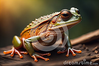 European tree frog, Hyla arborea isolated on solid colour background. ai generative Stock Photo