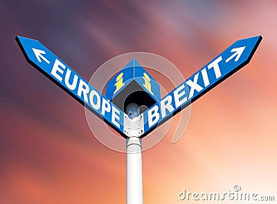 European Union and Brexit road signs Stock Photo