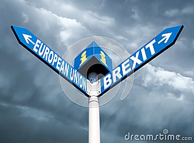 European Union and Brexit road signs Stock Photo