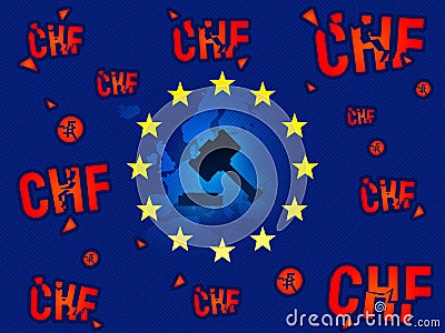 European Union court, verdict on CHF swiss currency loans news background Cartoon Illustration