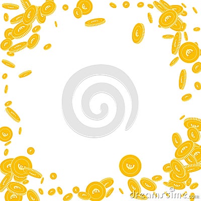 European Union Euro coins falling. Scattered disor Vector Illustration