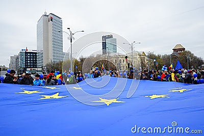 European Union flag celebration in Bucharest, Romania Editorial Stock Photo