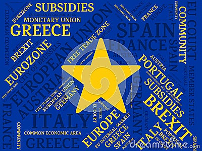 EUROPEAN UNION - image with words associated with the topic EUROPEAN_UNION, word cloud, cube, letter, image, illustration Cartoon Illustration