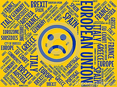 EUROPEAN UNION - image with words associated with the topic EUROPEAN_UNION, word cloud, cube, letter, image, illustration Cartoon Illustration