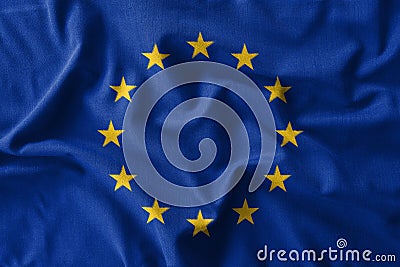 European Union & x28; EU & x29; flag painting on high detail of wave cotton fabrics . 3D illustration Cartoon Illustration