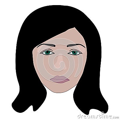 European woman hooded droopy eyes looks sad first signs of aging Vector Illustration