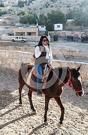European woman on horseback Editorial Stock Photo