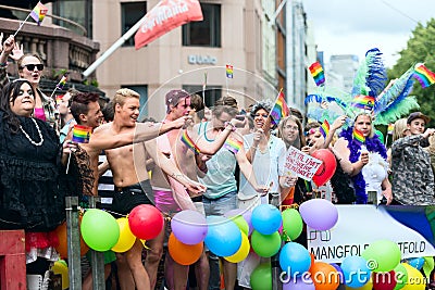 Europride 2014 Group of people on gay parade in Oslo Editorial Stock Photo