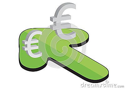 Euros arrow - vector Stock Photo