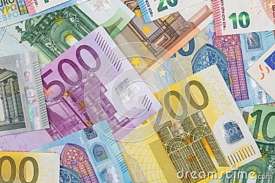 20 50 100 200 500 euros bills Stock Photo