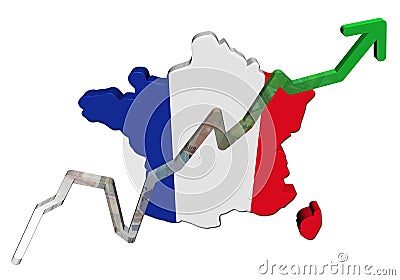 Euros graph on France map flag Cartoon Illustration