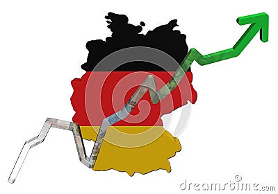 Euros graph on Germany map flag Cartoon Illustration