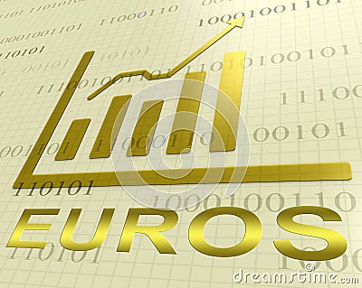 Euros Graph Increasing Shows European Forex 3d Rendering Stock Photo