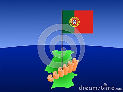 Euros graph on Portugal map Vector Illustration