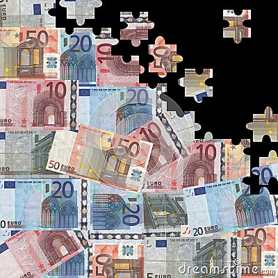 Euros jigsaw background Cartoon Illustration