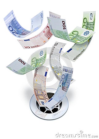 Euro Euros Money Down Drain Debt Crisis Stock Photo