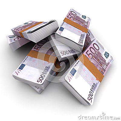 500 Euros stacks Stock Photo