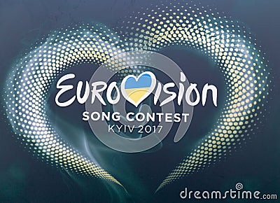 Eurovision Song Contest 2017 logo closeup outdoor in Kyiv, Ukraine. Editorial Stock Photo