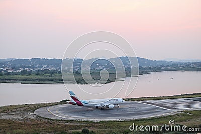 Eurowings plane at the Corfu International Airport, Greece Editorial Stock Photo