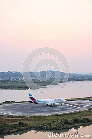 Eurowings plane at the Corfu International Airport, Greece Editorial Stock Photo