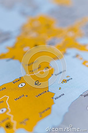 Eurozone Countries Map Stock Photo