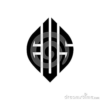 EUS circle letter logo design with circle and ellipse shape. EUS ellipse letters with typographic style. The three initials form a Vector Illustration