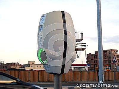 EV charging station outdoors in Egypt for EV car or electric vehicle, Eco-friendly alternative sustainable energy Editorial Stock Photo