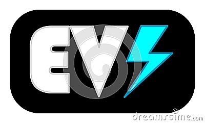 EV sign. Electric vehicle. Auto sticker. Electronic car. Automobile badge. Hybrid green energy transport. Flat color vector. Vector Illustration