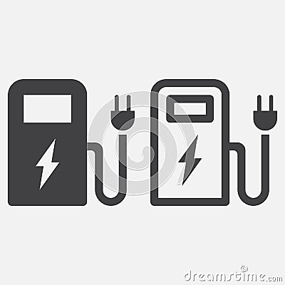 Ev station icon vector isolated on white . Vector Illustration