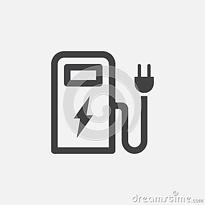 Ev station icon, vector logo, linear pictogram isolated on white, pixel perfect illustration. Vector Illustration