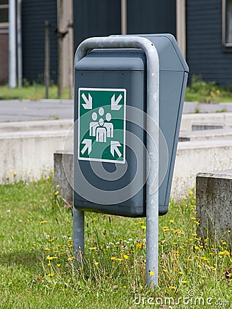 Evacuation assembly point sign Editorial Stock Photo