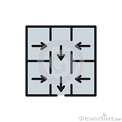 Evacuation plan, emergency evacuation sign flat color line icon. Vector Illustration