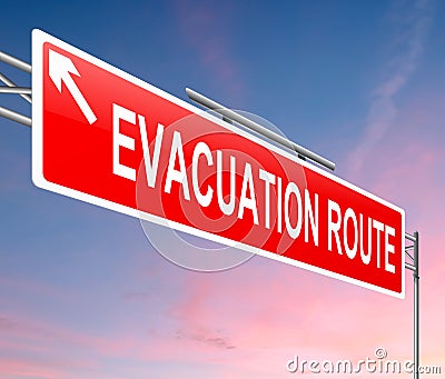 Evacuation route sign. Stock Photo