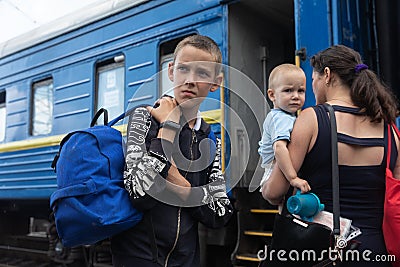 Evacuation train from Pokrovsk, Donetsk region, Ukraine Editorial Stock Photo