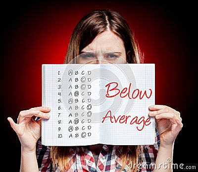 Evaluation below average, disappointed woman Stock Photo