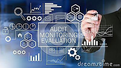 Evaluation, Business Audit Monitoring Motivational Words Quotes Stock Photo