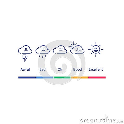 Evaluation concept, good or bad service feedback, customer satisfaction survey Vector Illustration