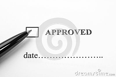 Evaluation form with approved and reject checked Stock Photo