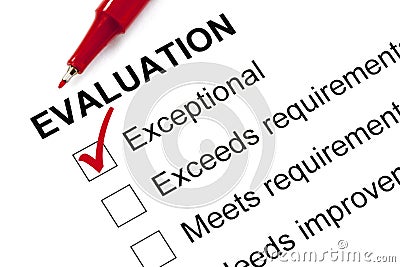 Evaluation Form Marked Exceptional Stock Photo